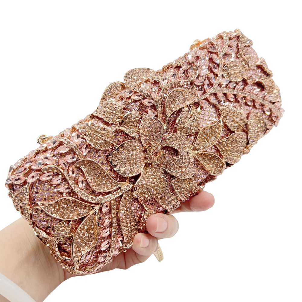 Túi clutch nữ đính đá kim cương cầm tay dự tiệc phong cách châu Âu — sâm panh