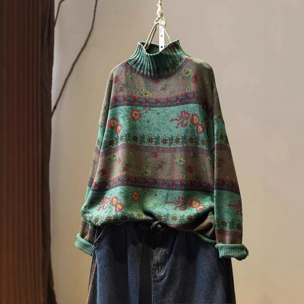 Demi-season retro knitted sweater