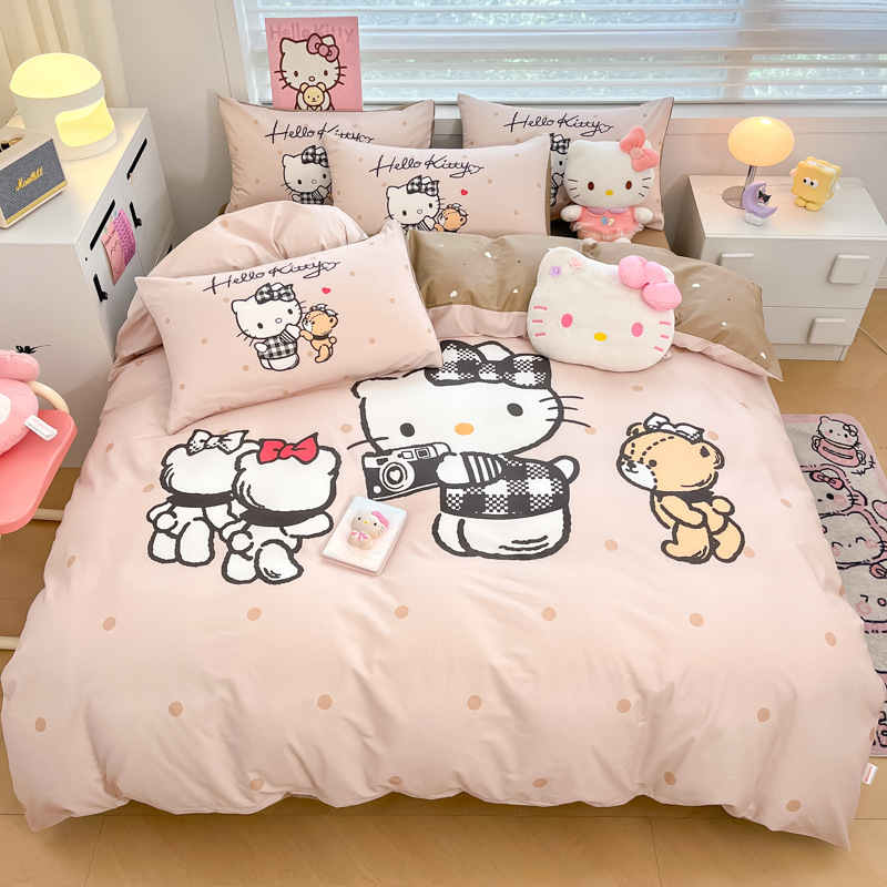 美楽蒂純綿ベッド4点セットのクロミアニメ純綿学生寮3点セットのベッドカバーkt