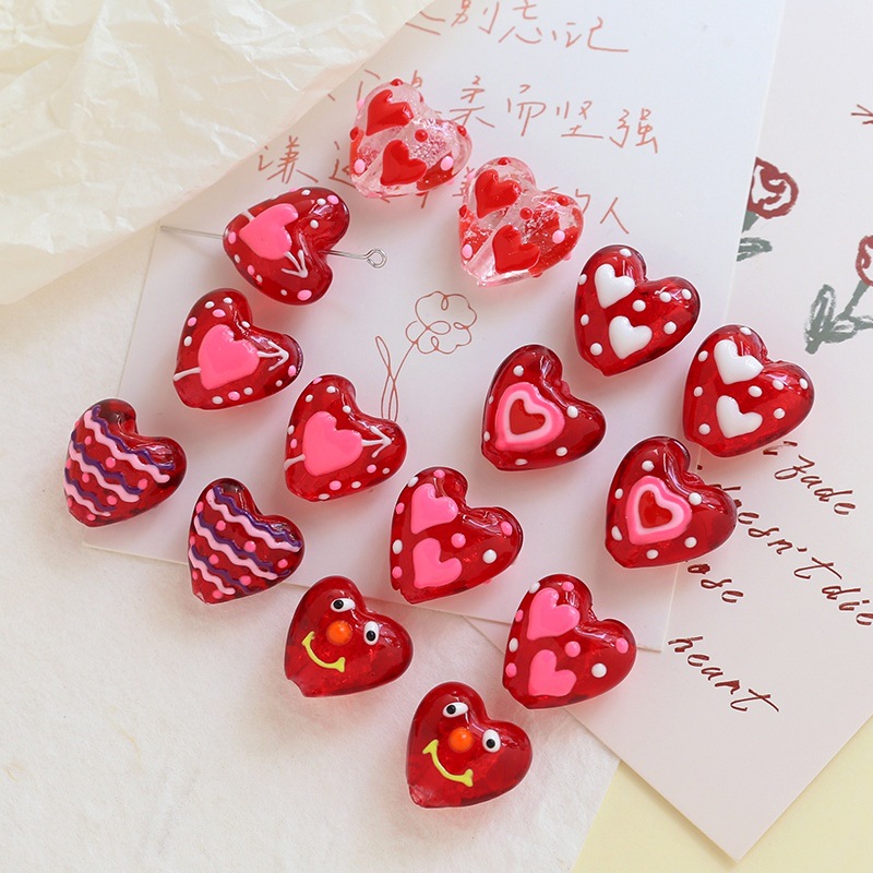 4g Weight Beads Jewelry Making Type 19 * 20mm Jewelry Making Size DIY Jewelry Accessories Classification 1 Piece Quantity glass Material Heart Shape Pattern Sweet, Simple Style Style 1 Piece 19 * 20mm Glass Heart Shape DIY Jewelry Accessories Beads 1
