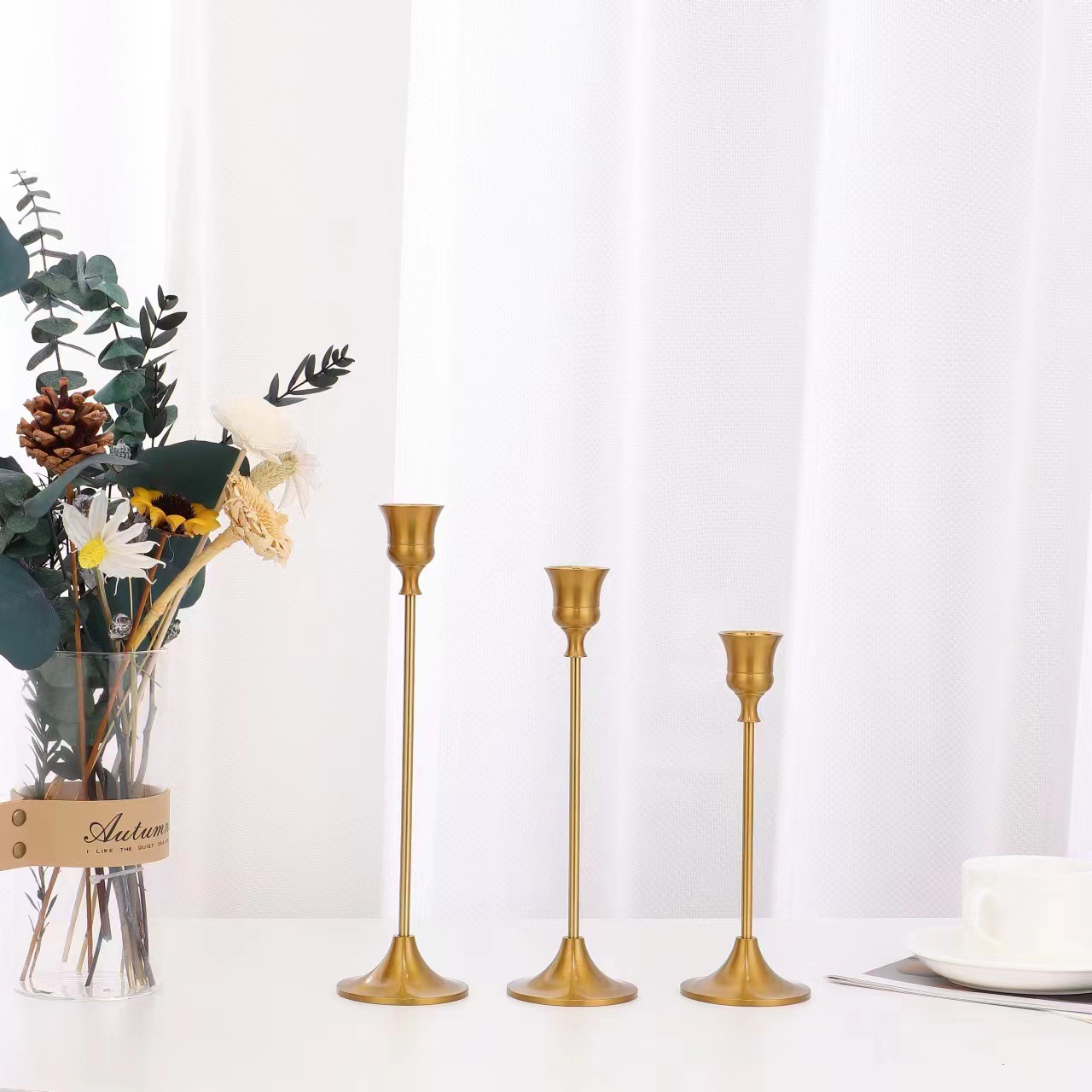 Cruz-frontera latón vela titular modelo habitación boda apoyos luz lujo europeo romántico vela cena creativa escritorio Decoración