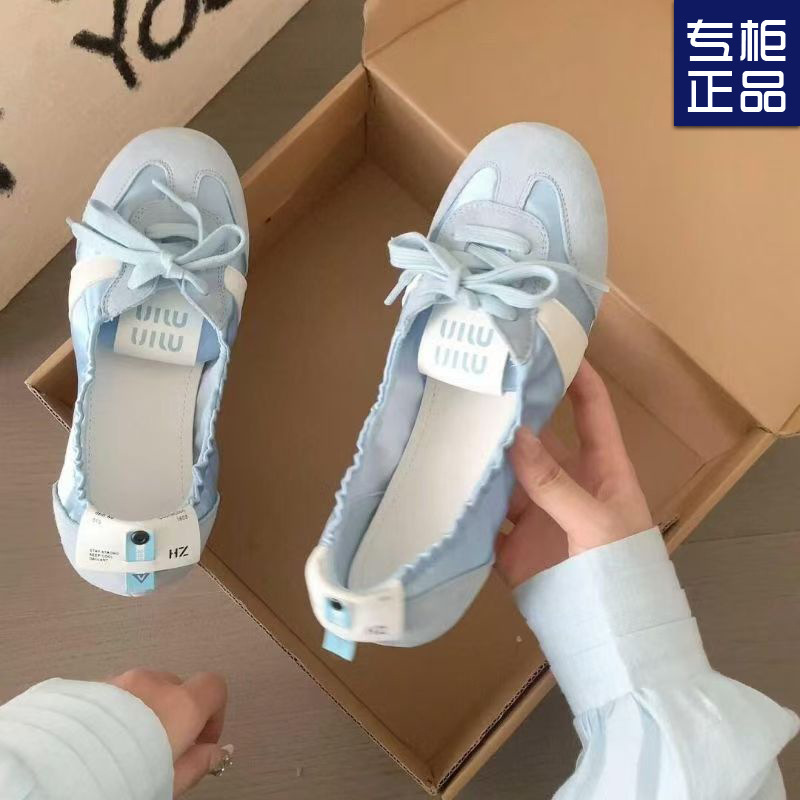 French Ballet Training Shoes Women's Flat 2025 Summer New Style Lace-up Breathable Slip-on White Shoes Fashion Single-layer Shoes