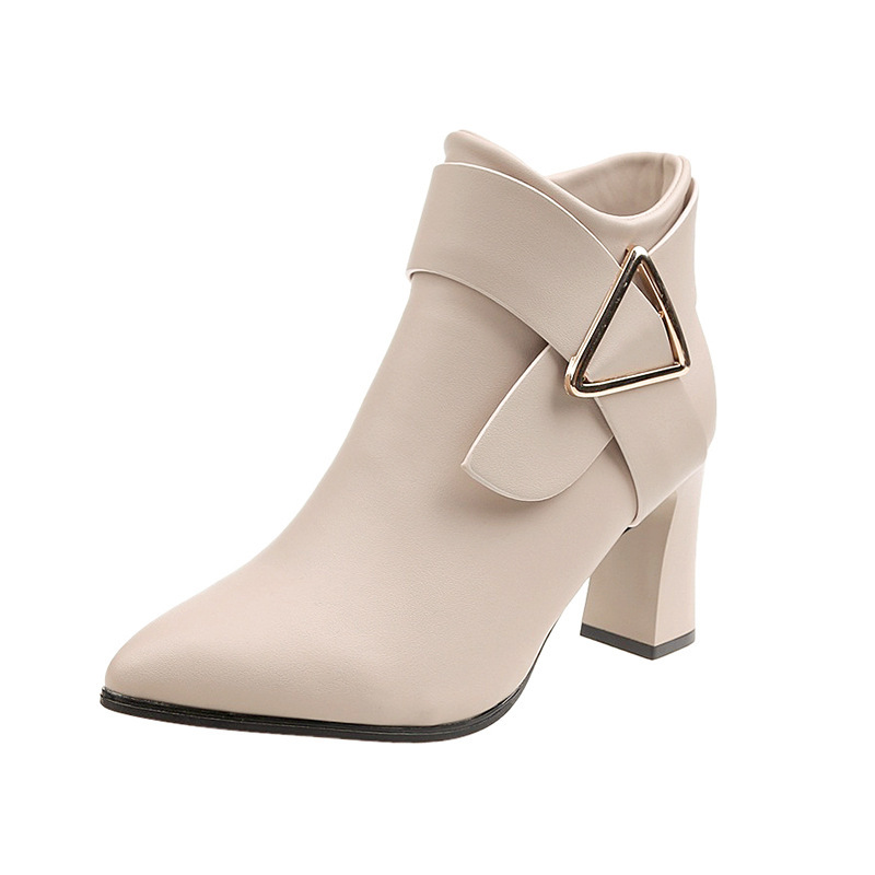 Botines de mujer con tacón ancho y punta para otoño invierno_voghion.com