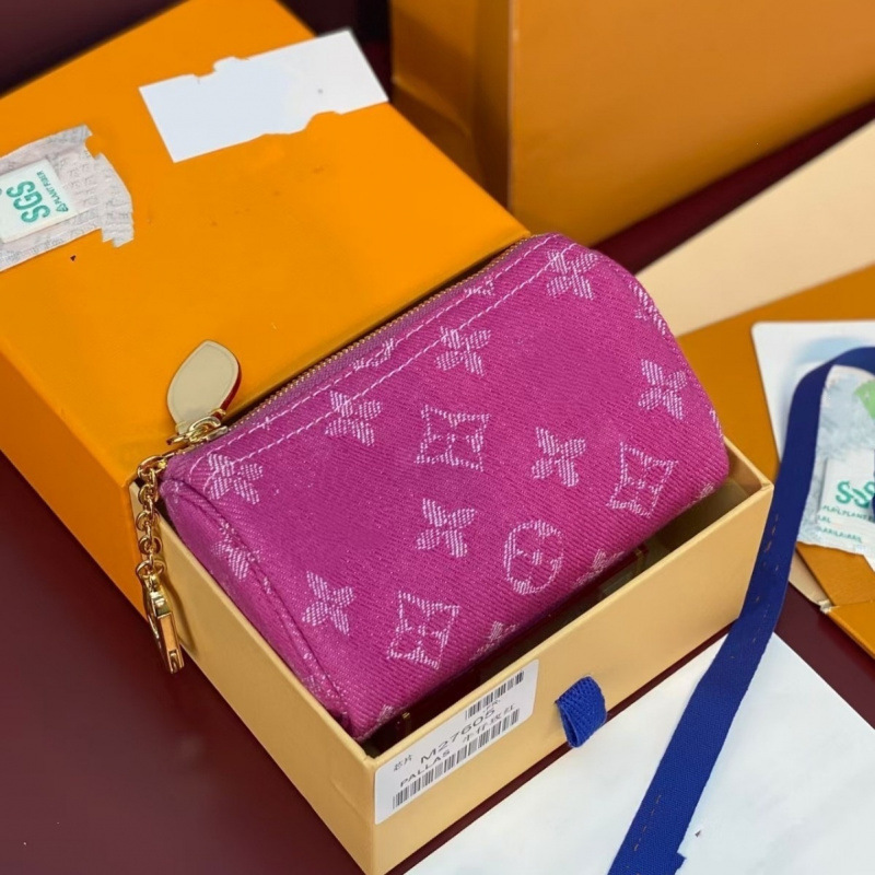 [Original Top-Quality] 2026 New BM & LV Wallet Chip Version Speedy Coin Purse Mini Denim Bag