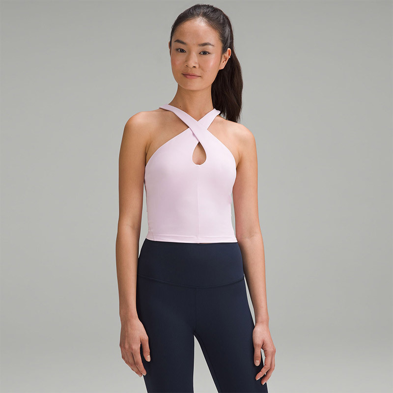 LULU bottom outerwear chaleco de hueco cruzado una pieza de cuello colgante ropa interior de yoga de mujer sujetador deportivo para uso exterior