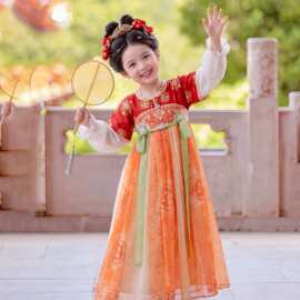 汉服女童春秋2026新款儿童国风唐装古风超仙连衣裙秋季唐朝刺绣汉