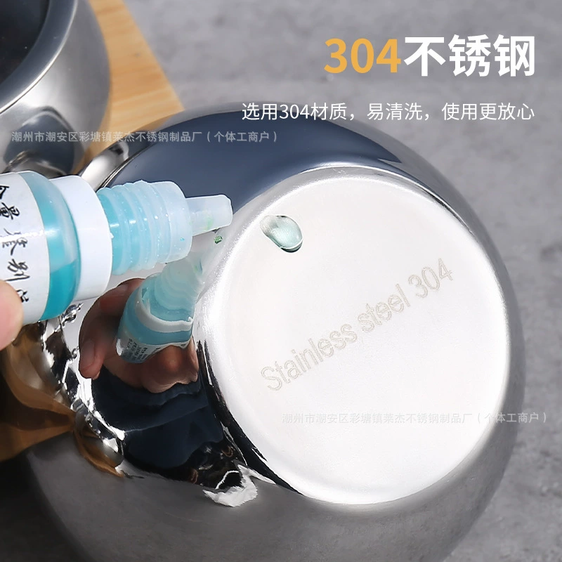 304 stainless steel seasoning box kitchen household commercial seasoning jar seasoning combination bamboo rack set seasoning bottle