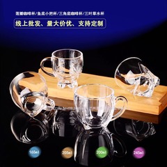 Ins风轻奢玻璃杯套装带把玻璃茶杯加厚鱼鳞把杯咖啡杯网红玻璃杯