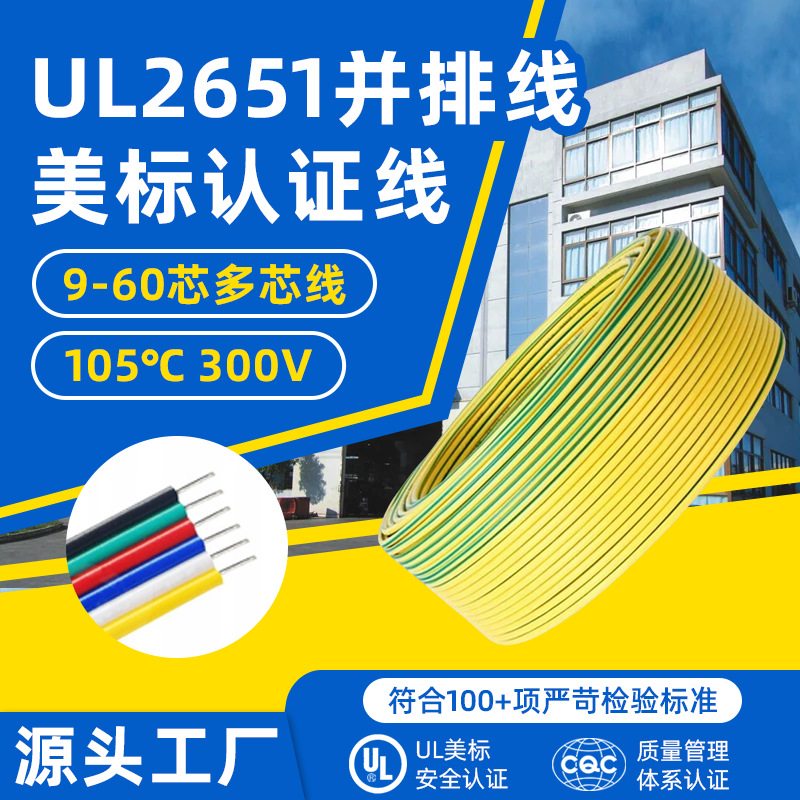 美标ul2651并排线多芯过粉电缆线28awg控制信号线智能电器控制线
