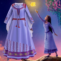 New Christmas Star Wish Asha Princess, Princess Asha Girls' Birthday Dress, Long-Sleeve Dress
