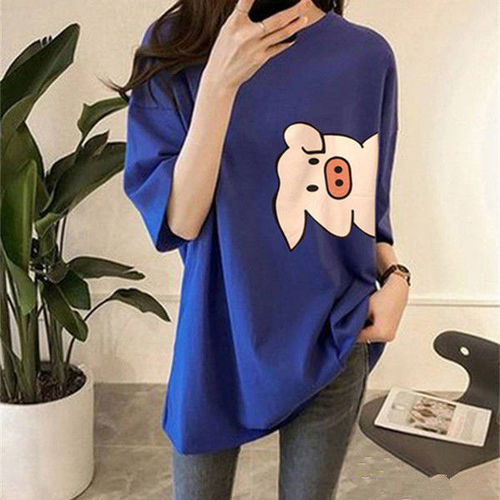 Pregnant women's summer top nursing dress postpartum clothing loose late pregnancy short stature big belly t-shirt summer short sleeve trendy
