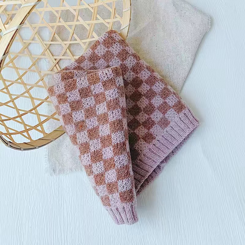 체크 무늬 스카프 퍼플