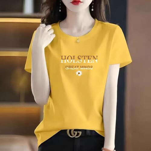Women's Loose White Cotton T-Shirt, Summer Short Sleeve, Korean Style, Versatile Casual Round Neck Half Sleeve Top