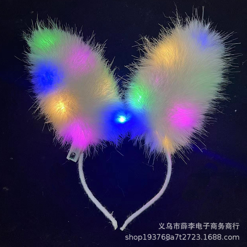 Luminoso Fox diadema Fox felpa Orejas de conejo orejas de gato horquilla bar concierto puesto diadema luminosa