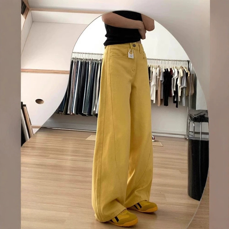 Women's high-waisted straight loose wide-leg jeans, suitable for pear-shaped body types, versatile and slimming wide-leg pants