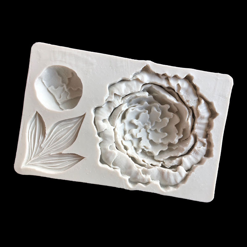 Peonía flor hoja simulación molde de silicona fondant cake decoración epoxi arcilla cerámica suave herramienta