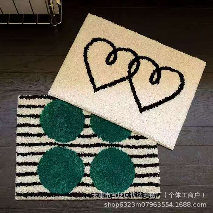 Korean Square Bowell Absorbent Foot Mats, Bathroom Door Non-Slip Mats, Bedroom Carpets, Foyer Mats, Flocking