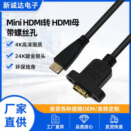 母转Mini HDMI公带螺丝孔耳朵可固定面板线