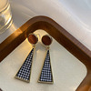 Demi-season silver needle, retro fashionable earrings with bow, silver 925 sample, wide color palette, Japanese and Korean