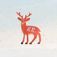 ニホンジカのクリスマスケーキの装飾のプラグインのサンタクロースの斑点の鹿の小さい木のケーキの装飾のプラグインの置物