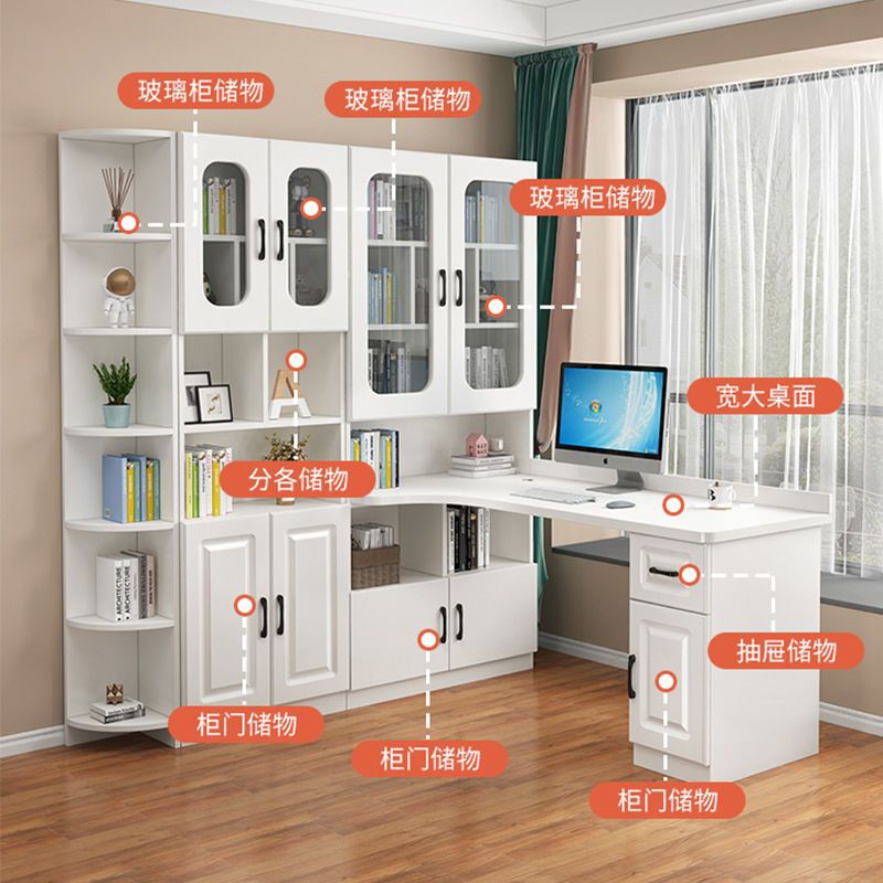 Corner Bookcase Integrated Computer Desk Desk Bookshelf Combination Simple Home-Use Solid Wood Bedroom Student Study Writing Desk Corner Bookcase Integrated Computer Desk Desk Bookshelf Combination Simple Home-Use Solid Wood Bedroom Student Study Writing Desk