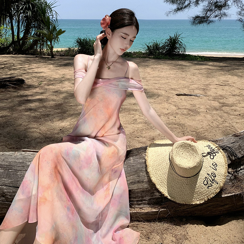 Shiffon spring elegant long skirt