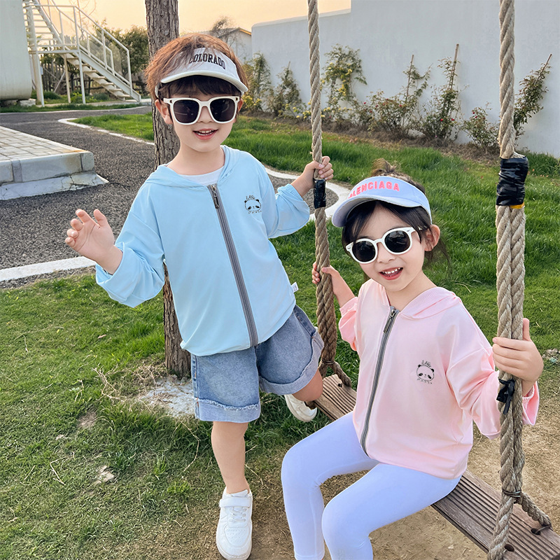 Children's Ice Silk Skin Clothing Thin Breathable Hooded Jacket for Boys and Girls Baby Skin Clothing Summer