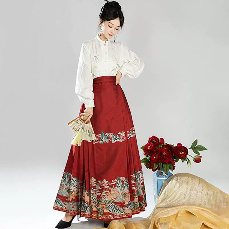 工厂源头批发明制马面裙2023新款国风织金妆花马面汉服非印花马面