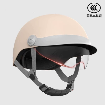 Vehicle Helmet for Men and Women, Motosiklet kaskı (dəbilqə) - 3c-certification-milk-apricot-color-hat-brim-transparent-endoscope