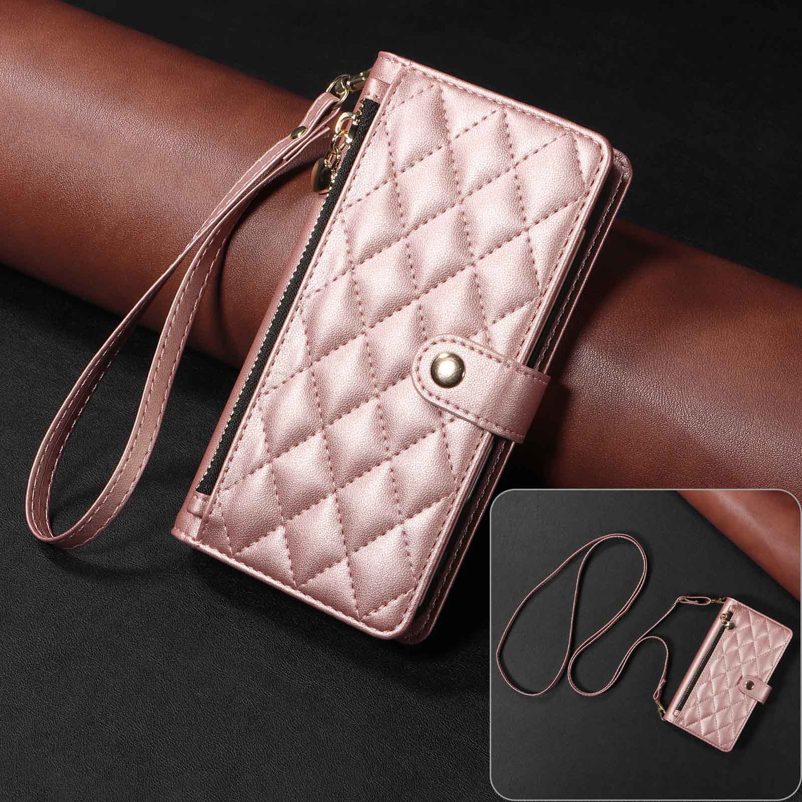 适用摩托G56 G86 G75小香风拉链钱包皮套Edge70 Fusion翻盖保护套