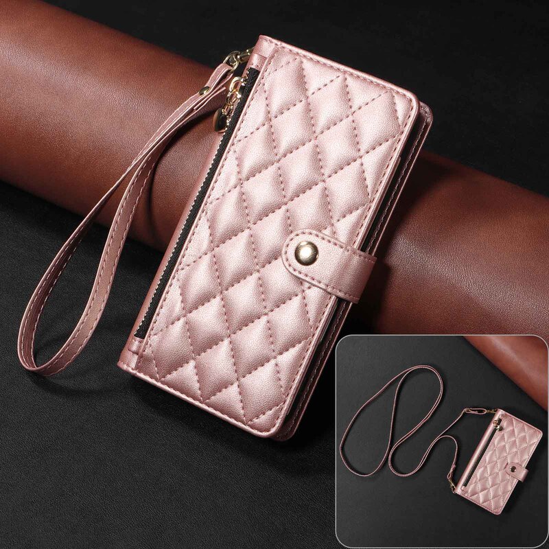 Suitable for Moto G56 G86 G75 Chanel-Style Zipper Wallet Leather Case Edge70 Fusion Flip Cover Protective Case