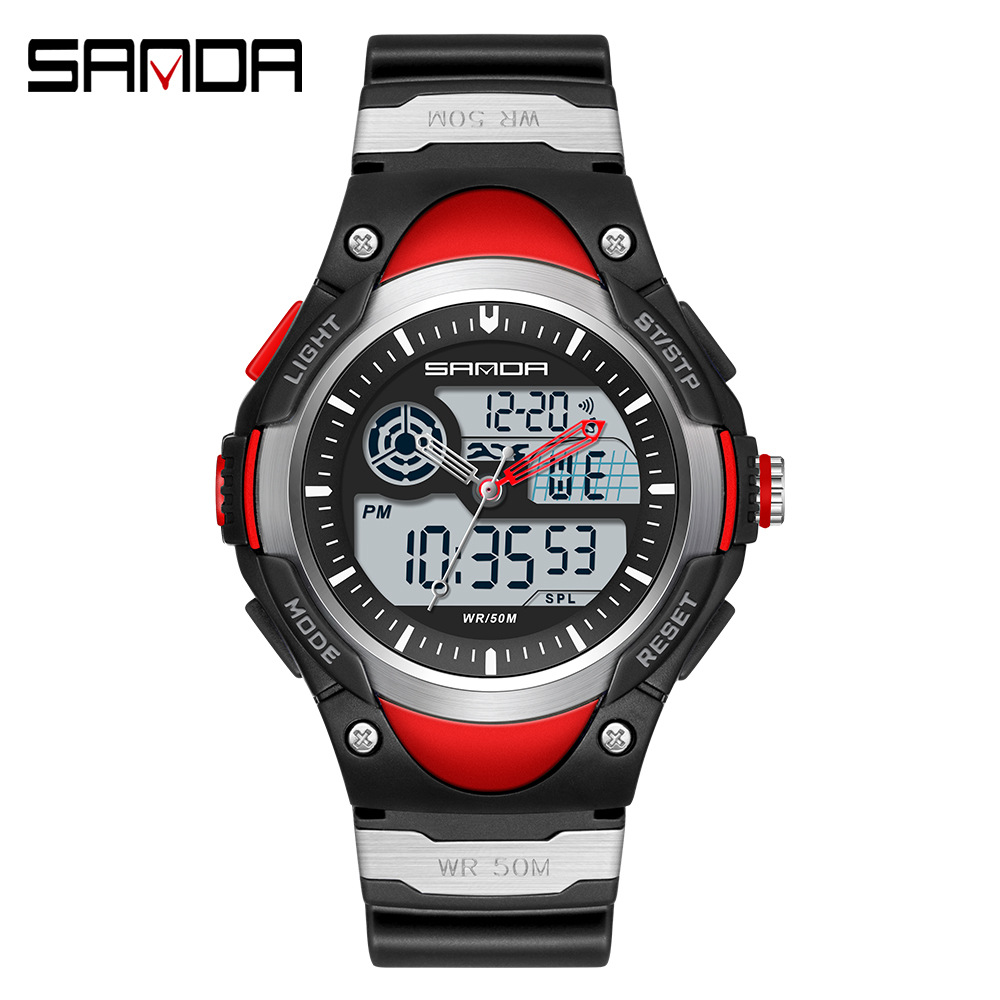 SANDA 3117 nuevo multifuncional de moda de doble movimiento de calendario semana reloj despertador de ocio reloj deportivo