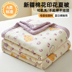 エアコンキルト、夏用クールキルト、新疆綿サマーキルト、ダブルサマー子供用薄手キルト、寮シングル学生、洗濯機で洗えます。