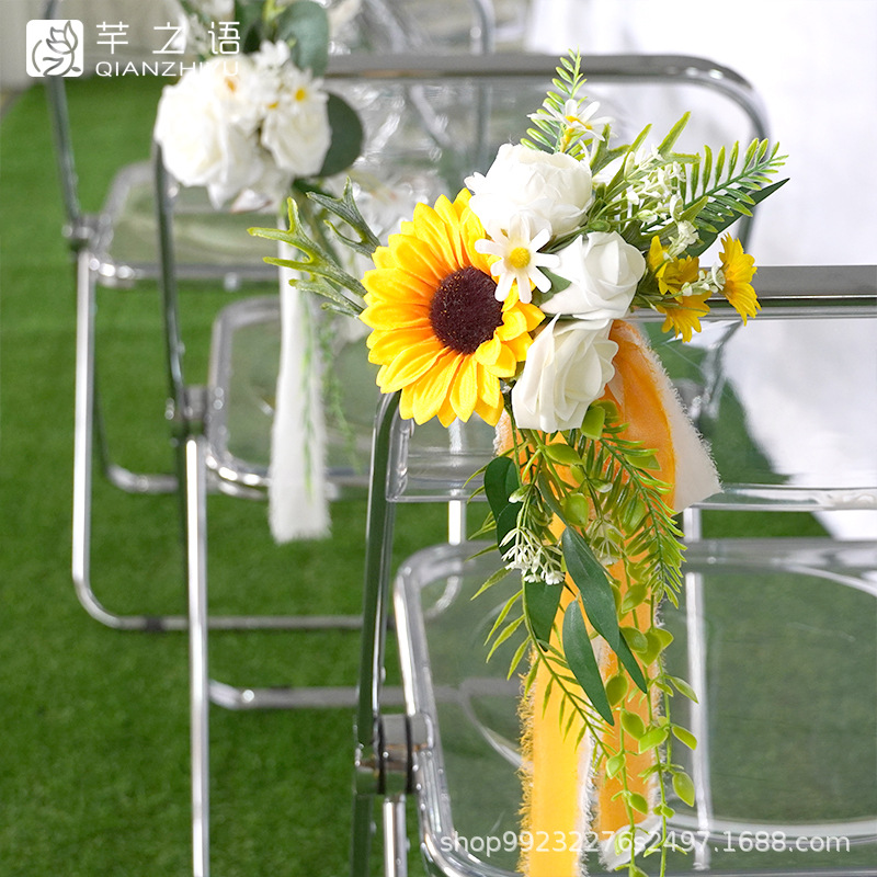 Al Aire Libre transfronterizo Venta caliente decoración Silla de nuevo flor decorativa flor Mori flor artificial boda floral celebración apoyos fotografía disparar