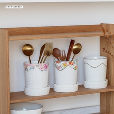 筷筒家用陶瓷浮雕筷子筒大号筷笼筷架厨房刀叉勺置物盒小花盆收纳