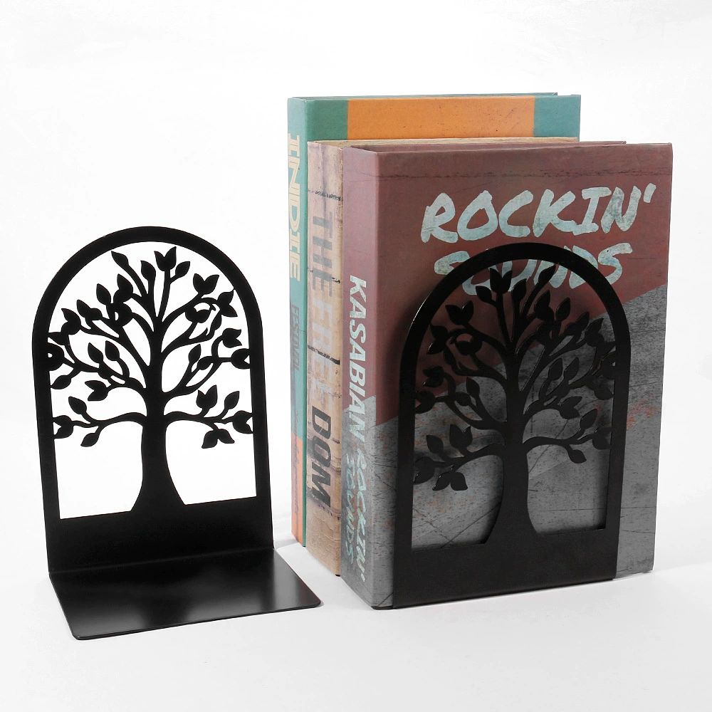 Bookends (Life Tree) Metal Tree-Shadow Design, Desktop Book Storage Pair, Decorative