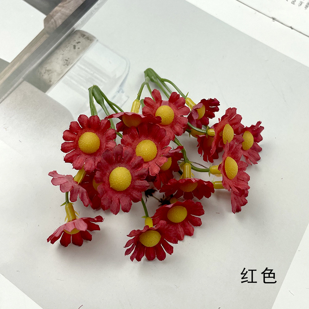 Mini serie de 5 flores de margarita DIY accesorios de flores hechos a mano materiales de fotografía de flores falsas props