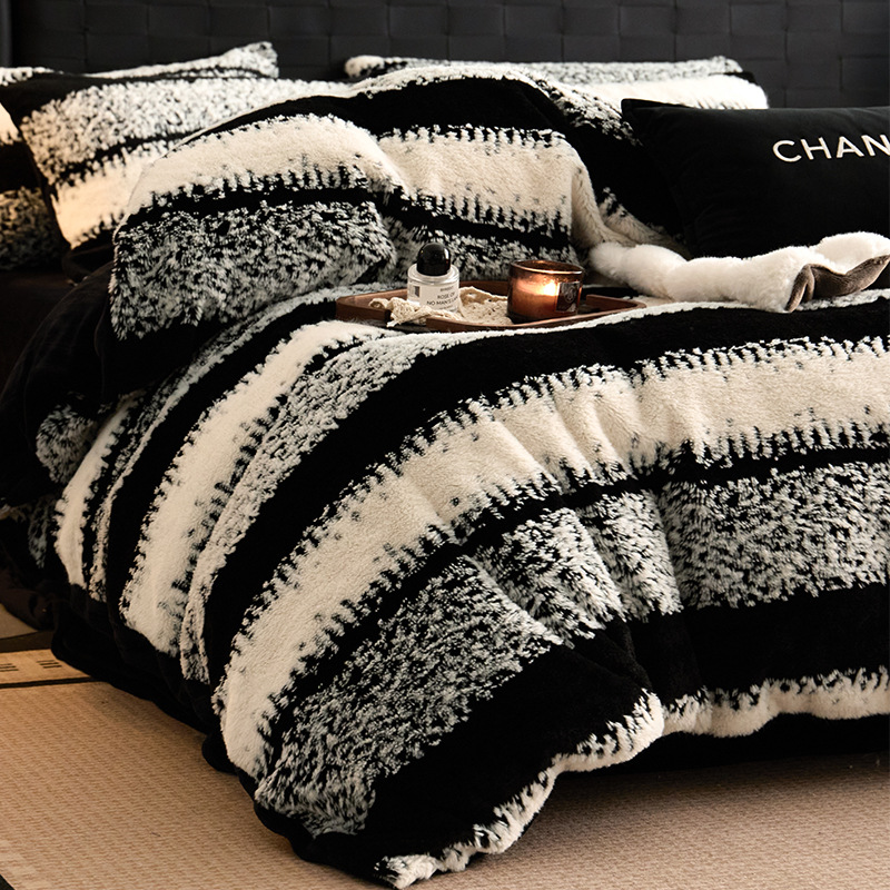 Sábanas de lana de coral de brida de lana de leche de alta calidad con cubierta de edredón de invierno y otoño