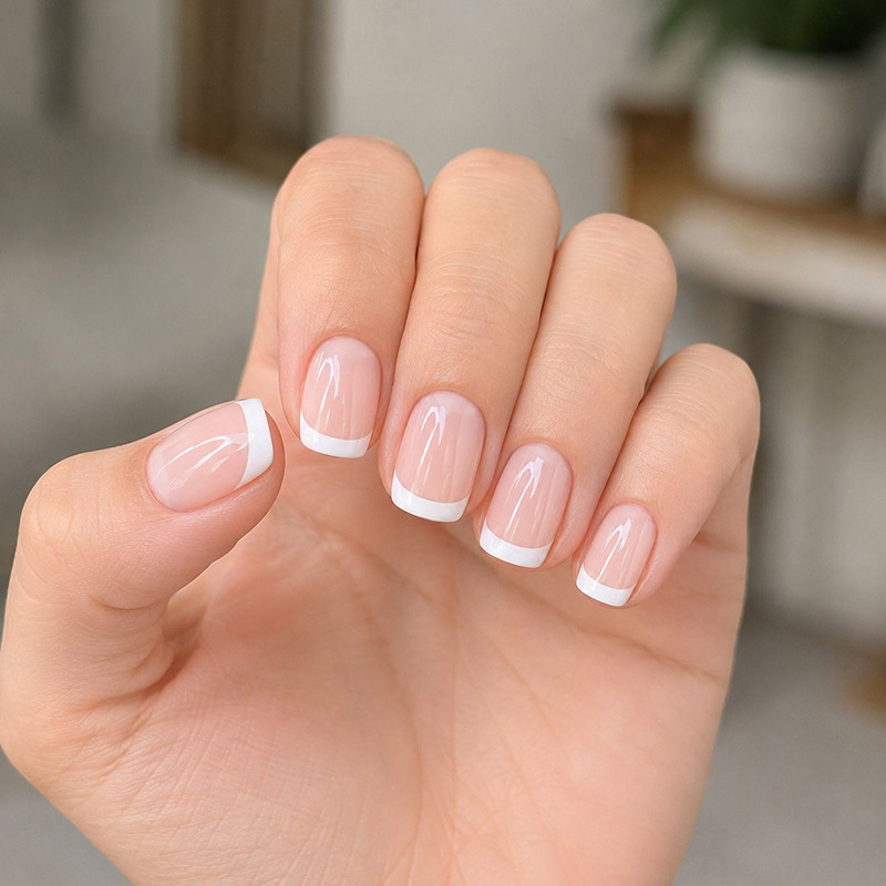 New nail art designs: European and American style, nude pink, minimalist French style, classic fashion, short square-shaped press-on nails, wholesale New nail art designs: European and American style, nude pink, minimalist French style, classic fashion, short square-shaped press-on nails, wholesale