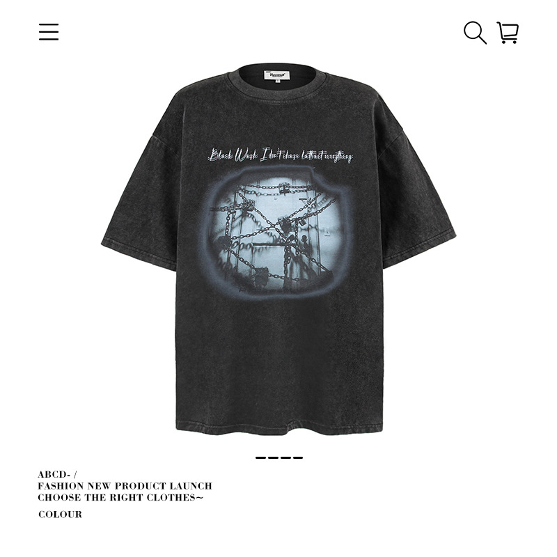 Camiseta de manga corta apilada en la calle alta de la marca de moda pesada de 250g para hombres de algodón puro con camisa de fondo suelta para hombres de verano