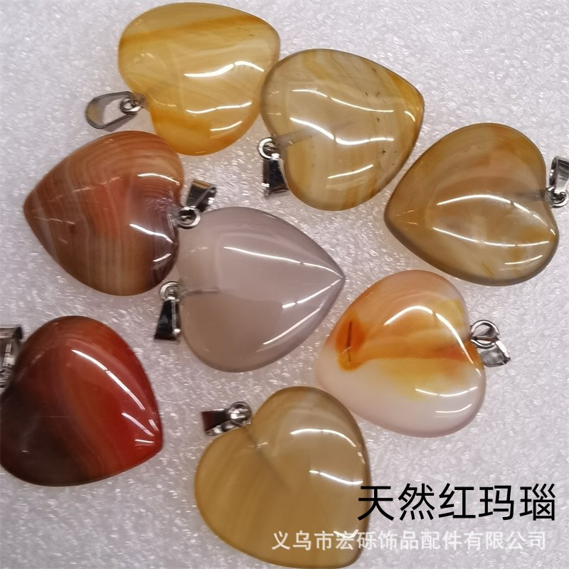 Natural cristal ágata Dongling Jade de doble cara en forma de corazón de amor colgante collar de accesorios de la joyería de la joya de la fábrica al por mayor