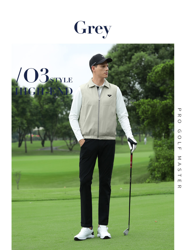 Áo vest golf nam chống gió dệt kẻ sọc khóa kéo mùa thu đông — Áo vest màu cam [dệt kẻ sọc/khóa nhiệt độ chống gió/viền đàn hồi] YF815 chi tiết 17