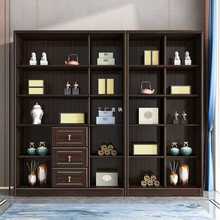 新中式实木书柜紫金檀木家用书房现代简约书橱带书架玻璃门储物柜