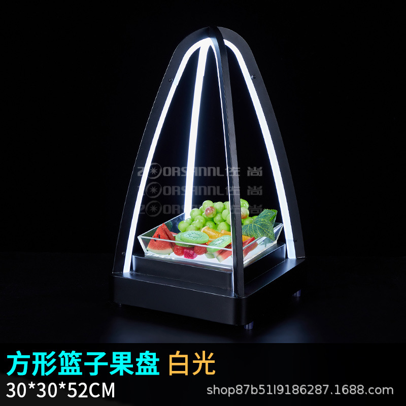 Zuochang plato de fruta KTV dedicado estante plato de fruta de lujo bandeja de una sola capa Placa de aperitivo barra LED Placa de fruta luminosa