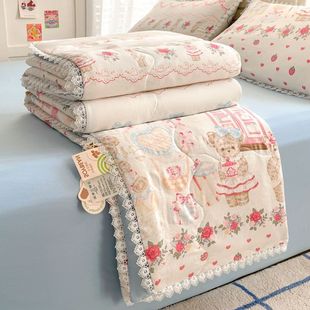 Summer Lolita Double-Layer Gauze Summer Quilt Washable Spring & Fall Thin Quilt Core Dormitory Single Summer Quilt Air-Conditioned Quilt