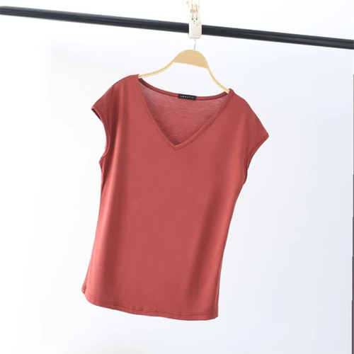 Modest V-neck sleeveless summer thin T-shirt women's loose plus size top casual versatile tank top