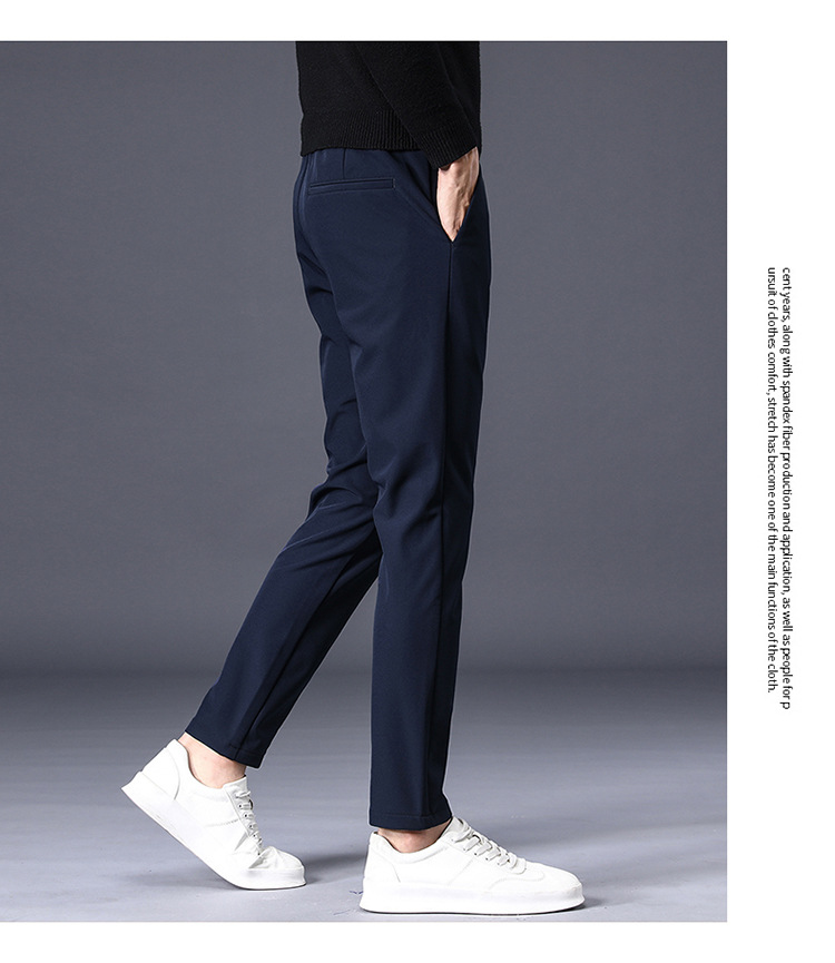 Spring casual slim fit straight suit simple non ironing business autumn men's pants, solid color_voghion.com
