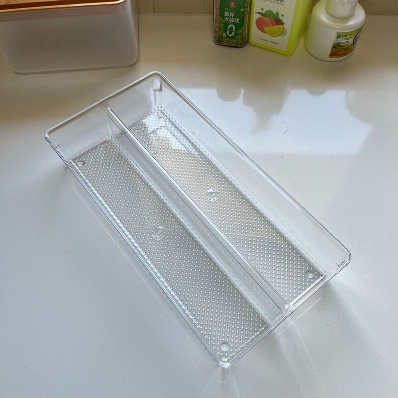 引き出し式透明収納ボックス シンプルな水玉模様の食器箸スプーン整理ボックス デスクトップ化粧品収納ボックス|undefined