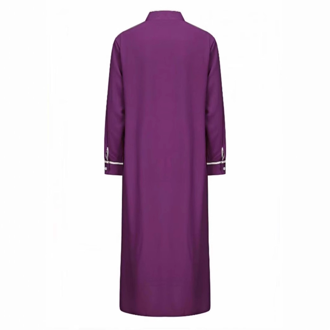Muslim Fashion Kebaya African-Inspired Men's Long Robe – Traditional Ethnic Style With Modern Comfort, Loose Fit Muslim Thobe For Casual Wear_voghion.com