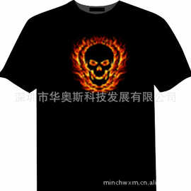 无线多功能触摸开关发光T恤抖音同款声控电音电池网红衣服闪光led